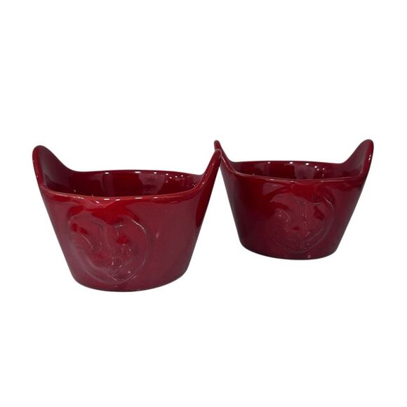 Set Of 2 Vtg Maioliche Jessica Serving Bowl 4"X 4.5" Red Ceramic Made In Italy - Picture 5 of 9